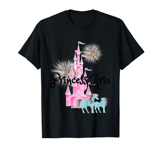 Kids Princess Aria Name Girls Personalized Custom T-Shirt