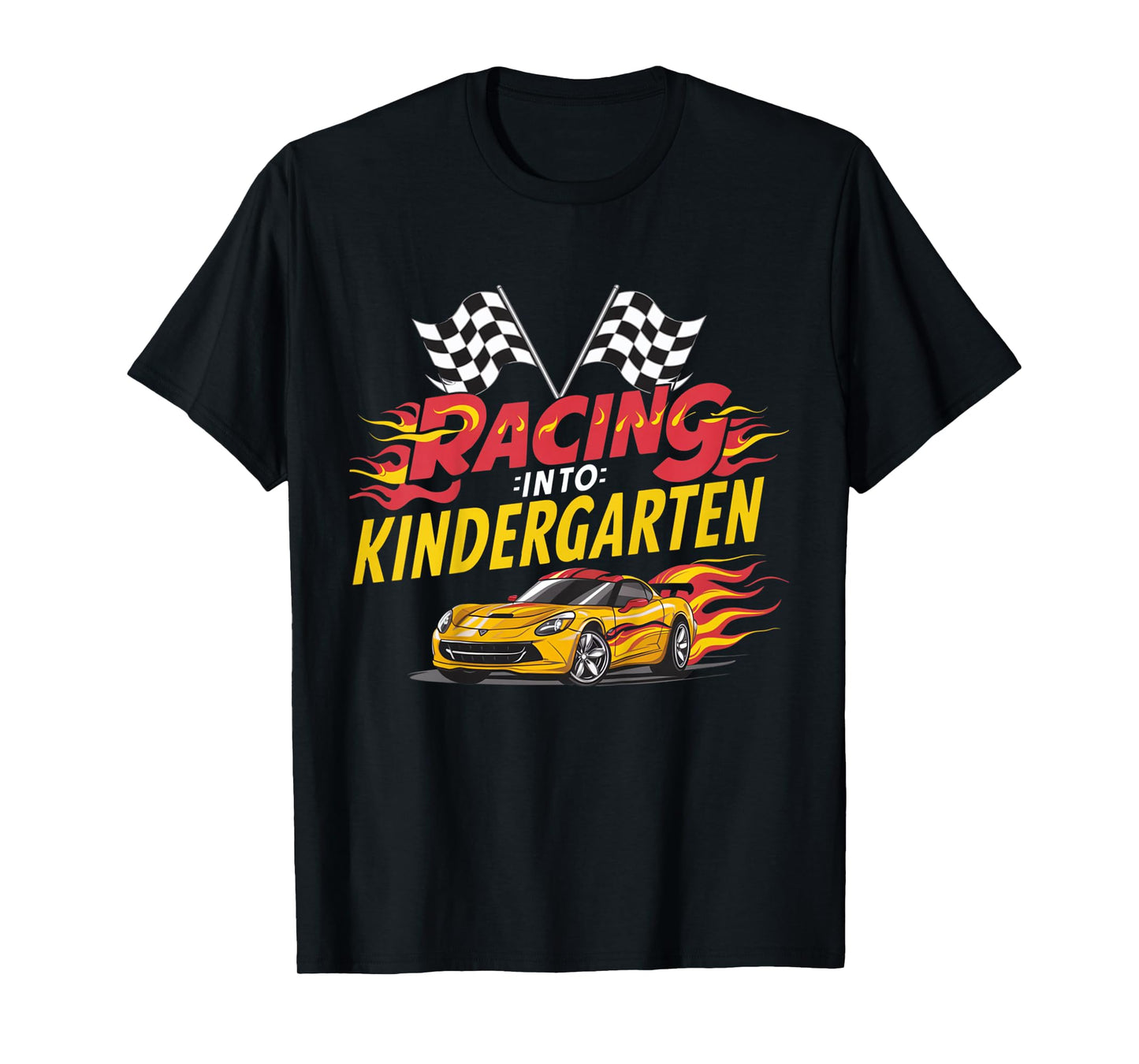 Kids Hello First Day of Kindergarten Racing Car Back to School T-Shirt