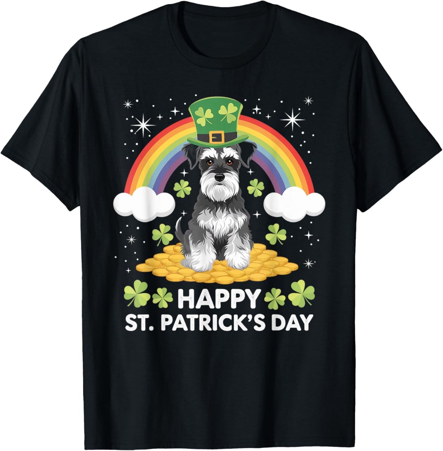 Mini Schnauzer on Miniature Schnauzer Dog St Patricks Day T-Shirt