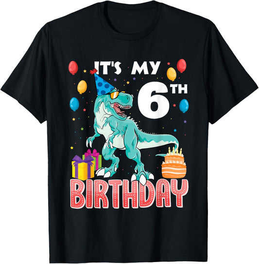 It's My 6th Birthday Dino T-Rex 6 Years Old Bday T-Shirt