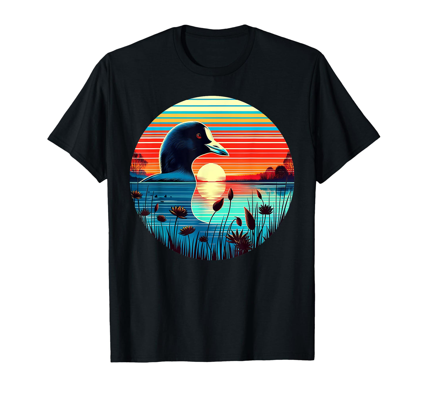 Coot Bird Sunset Retro Style Safari Vintage 70s T-Shirt