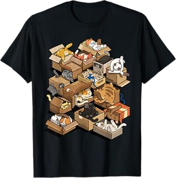 Kawaii Cardboard Cat Kitten Funny Cat Meme Cat Lover Owner T-Shirt