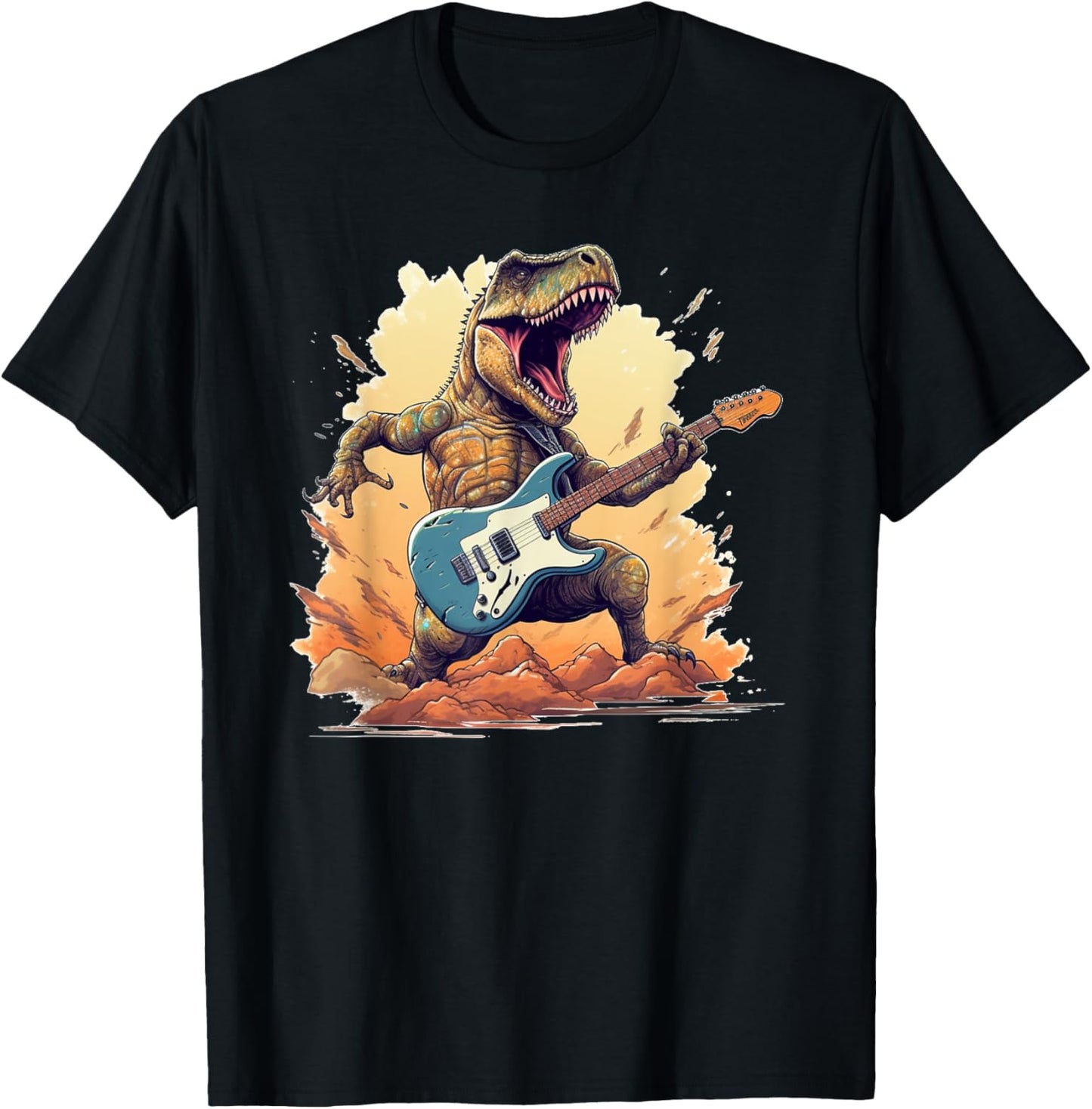 Funny Rock star Tyrannosaurus Rex with Guitar T-Shirt