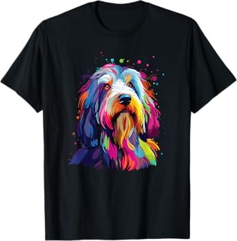 Watercolor Colorful Bearded Collie Dogs T-Shirt