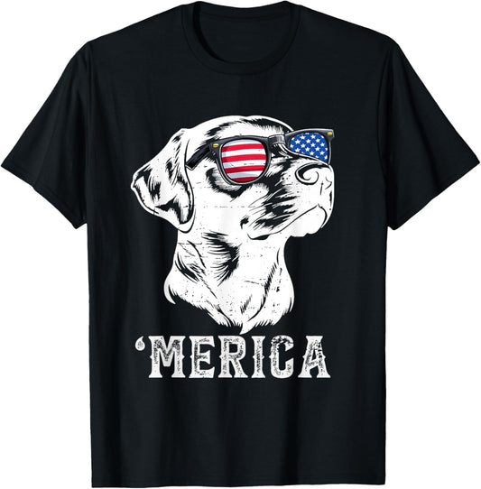 Funny Labrador Retriever Dog Merica 4th Of July Patriotic T-Shirt