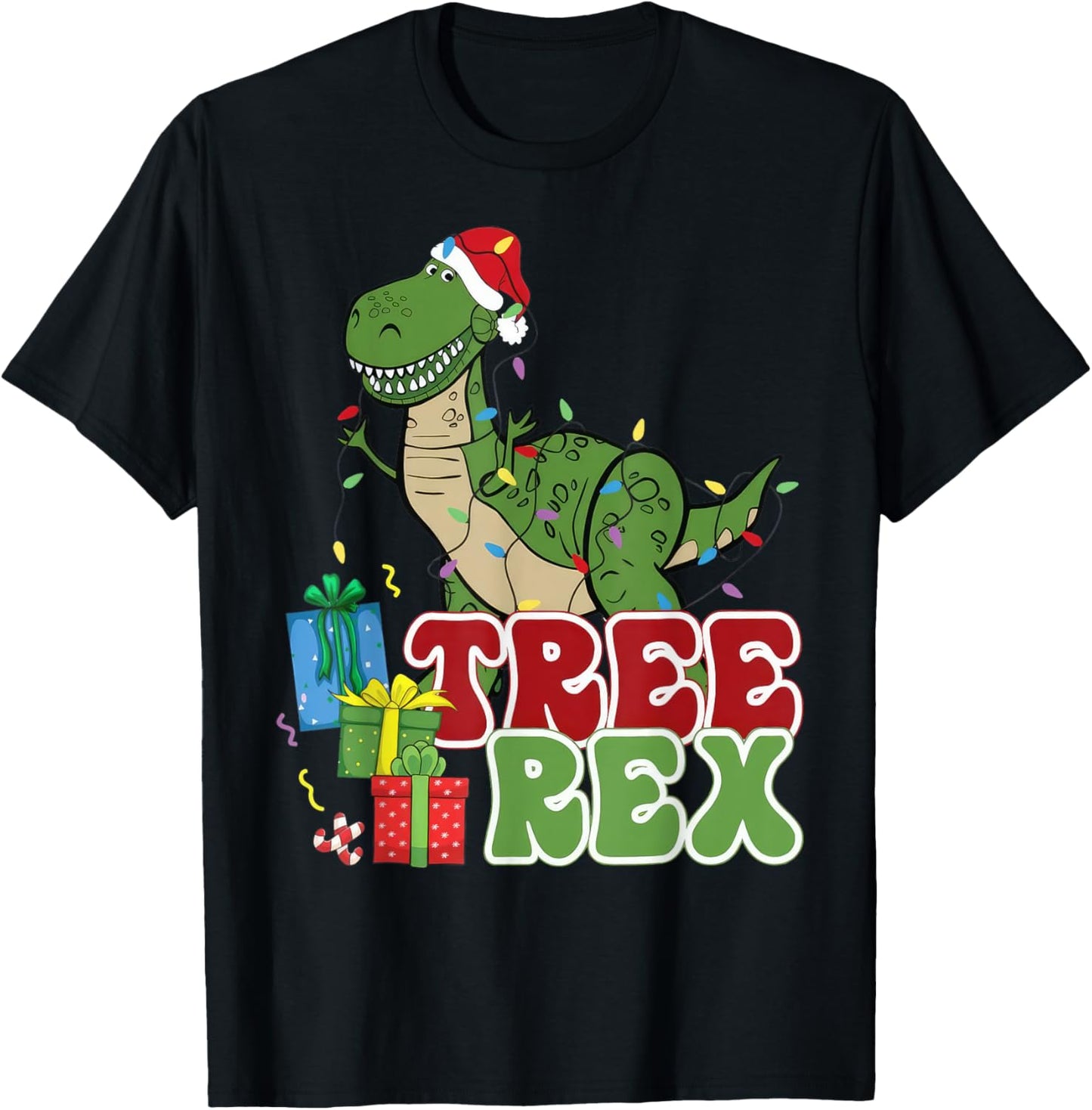 Dinosaur Tree Rex Christmas Men Boys Kids Toddler Xmas Light T-Shirt