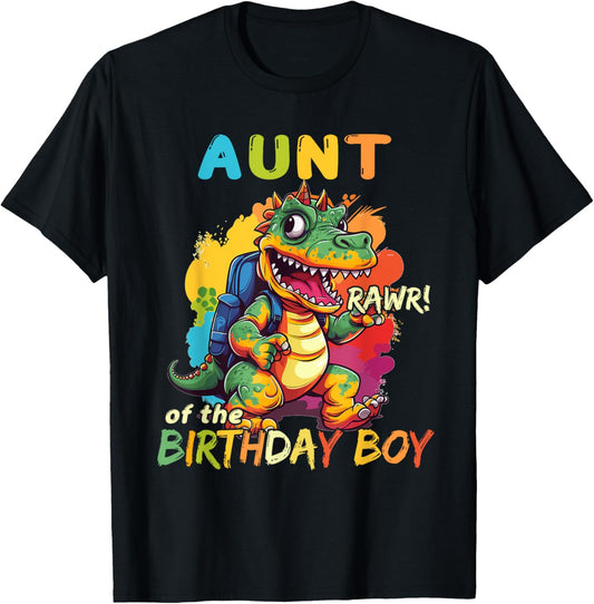 Aunt of the Birthday Boy Dinosaur Celebration Graphic T-Shirt