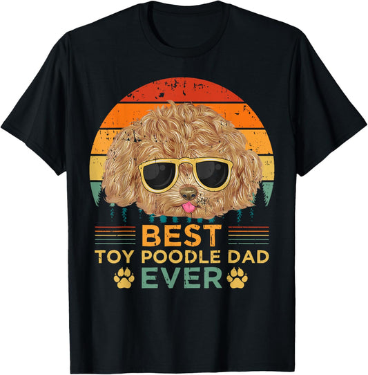 Best Toy Poodle Dad Ever Vintage Poodle Dog Father's Day T-Shirt