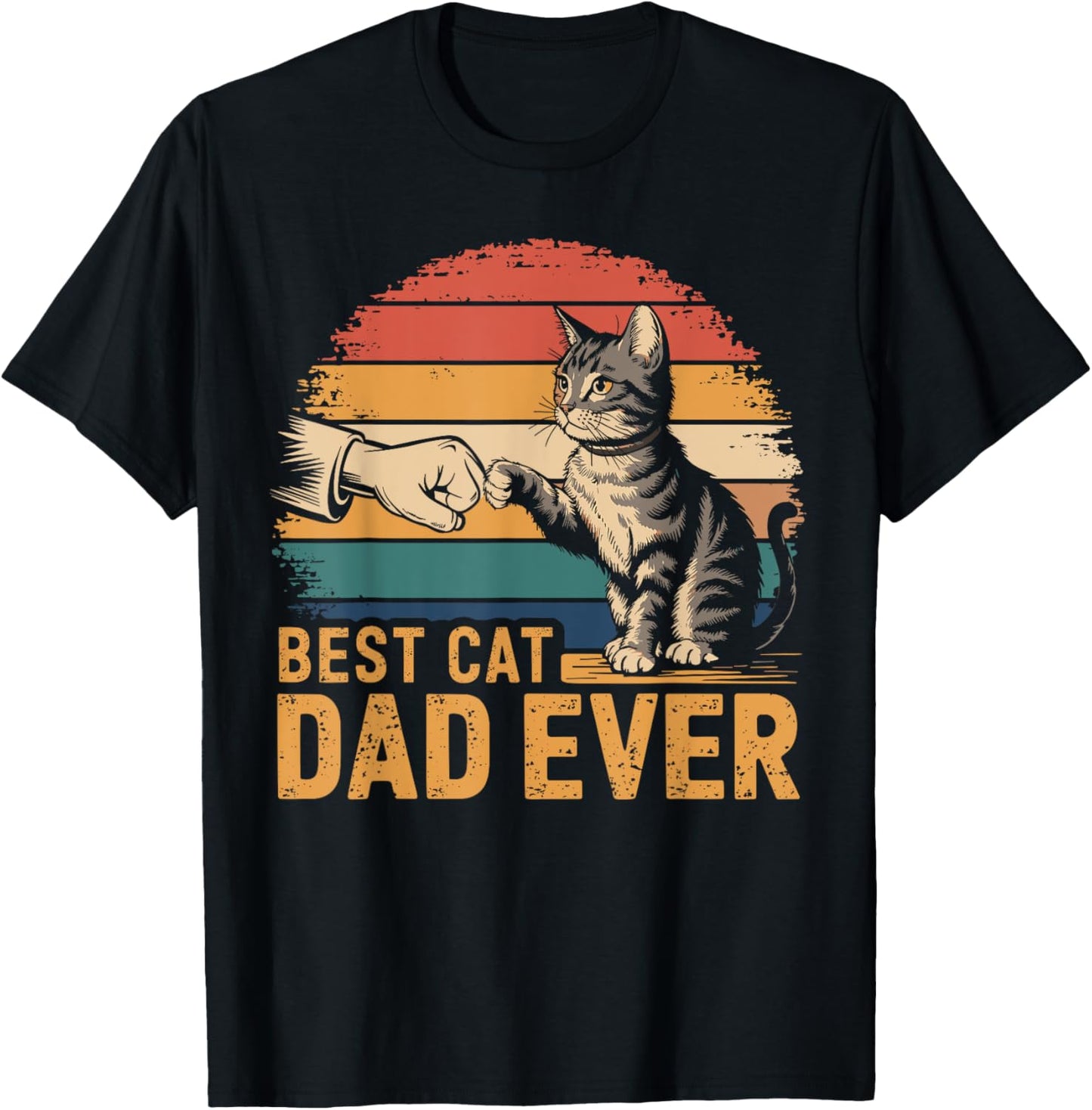 Best Cat Dad Ever Cat Lover Father Vintage Meow Funny T-Shirt