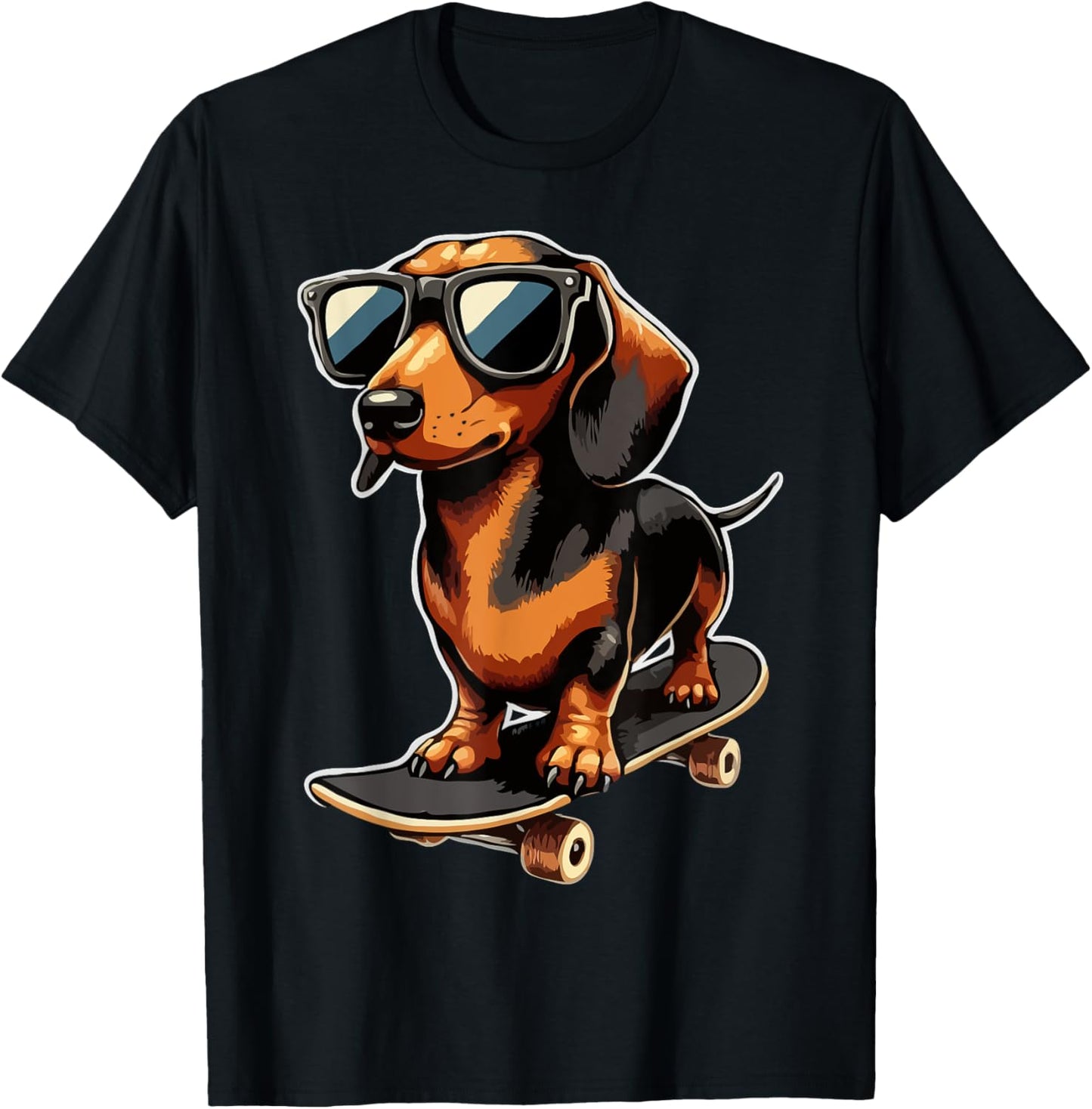 Cute Dachshund on a Skateboard Funny Wiener Dog T-Shirt