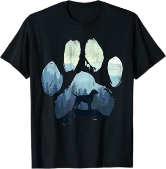 Chocolate Labrador Dog Paw Mom Dad Mountains T-Shirt for Men Women Kids