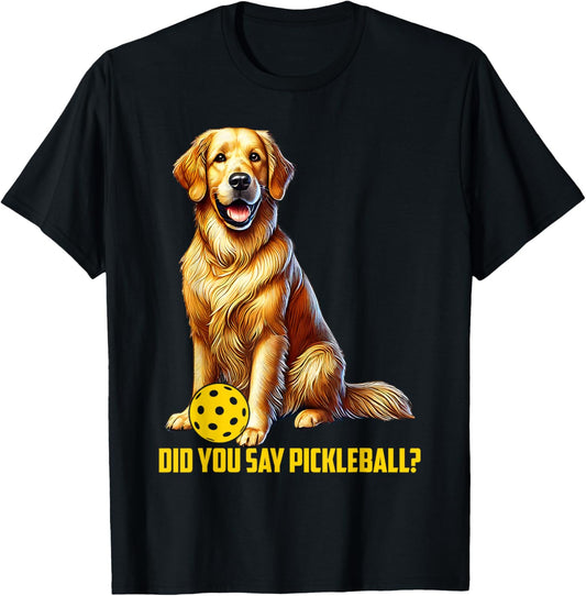 Cute Golden Retriever Pickleball Dog T-Shirt