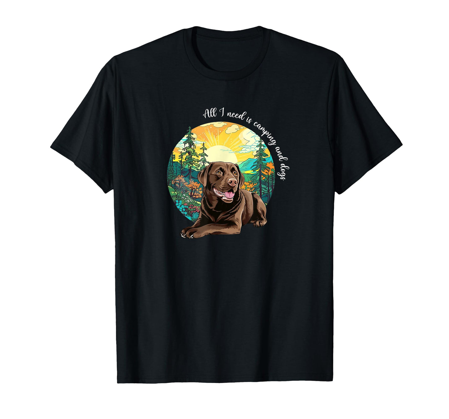 Funny Cute Mens Womens Camping Chocolate Lab Dog Lover T-Shirt