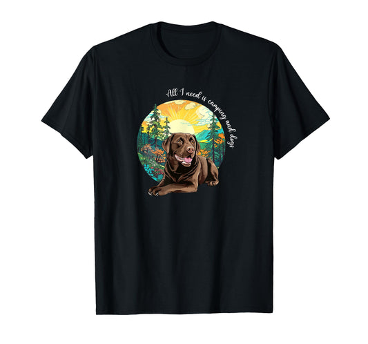 Funny Cute Mens Womens Camping Chocolate Lab Dog Lover T-Shirt