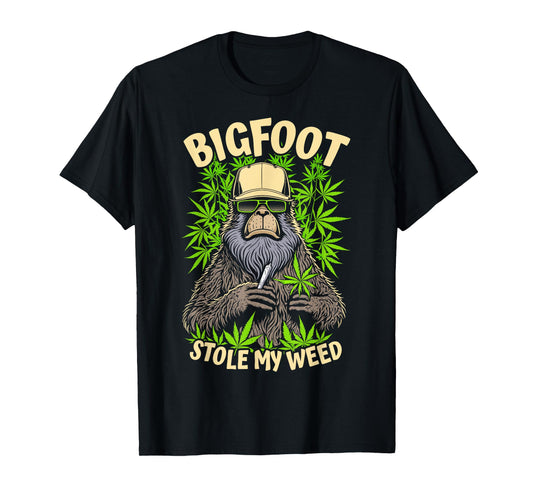 Bigfoot Stole My Weed Funny Sasquatch Stoner Cannabis Blunt T-Shirt