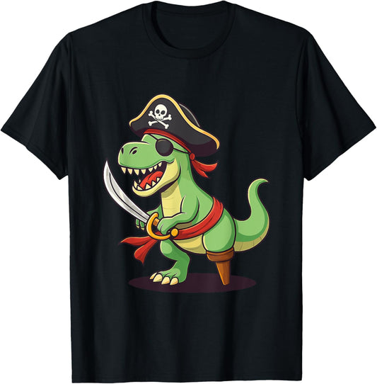 Pirate Dinosaur Funny Tyrannosaurus Halloween Kids Costume T-Shirt
