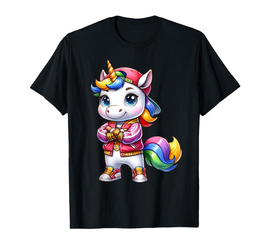 Hip Hop Unicorn Rainbow Swag Kids Fun T-Shirt
