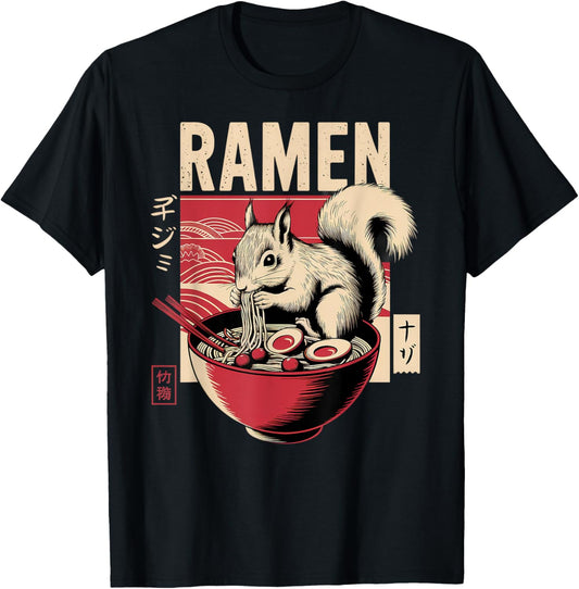 Anime Squirrel Manga Kawaii Otaku Japanese Ramen Squirrel T-Shirt