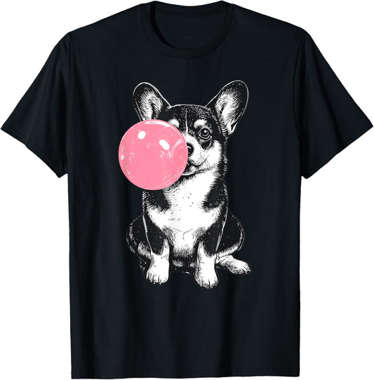 Vintage Corgi Blowing Bubble Dog Dad Mom Owner T-Shirt