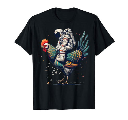 Astronaut on a chicken in space T-Shirt