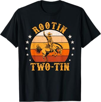 Rootin Two-tin Rodeo 2nd Birthday Cowboy 2 Year Old Boy Bday T-Shirt