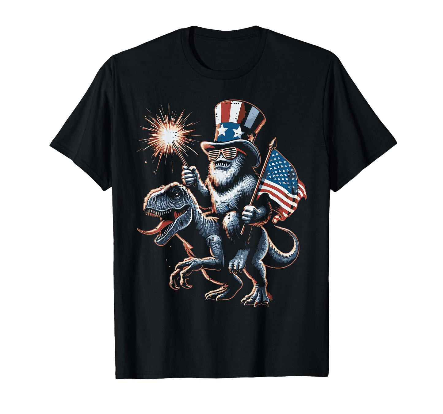 4th Of July Bigfoot Dino Trex American Boys Kids Youth T-Shirt