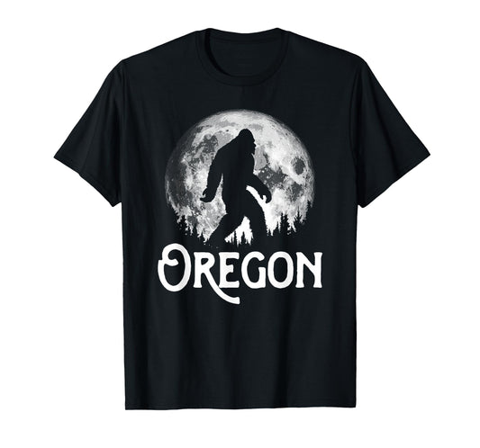 Oregon Bigfoot at Night! Cool Full Moon & Trees Sasquatch T-Shirt