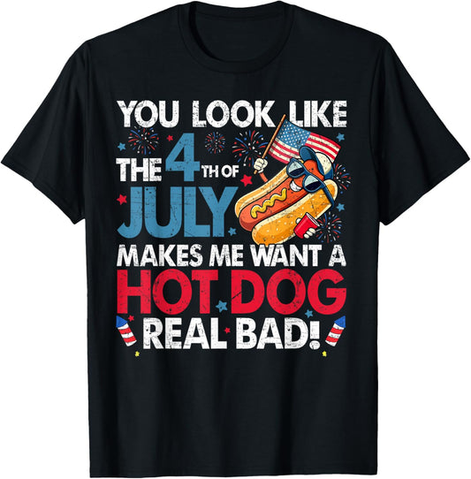 Funny You Look Like 4th Of July Hot Dog Wiener Men Women T-Shirt