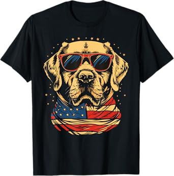 Yellow Labrador Labs Patriotic American Flag Dog 4th of July T-Shirt for Women Kids Men