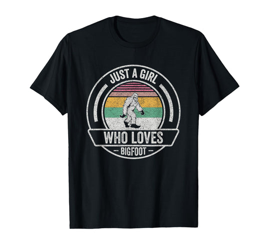 Vintage Retro Just A Girl Who Loves Bigfoot Sasquatch T-Shirt