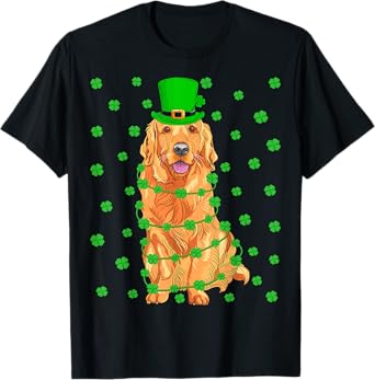 Funny Leprechaun Hat Golden Retriever Dog St. Patrick's Day T-Shirt