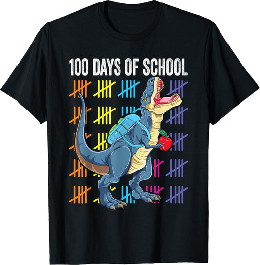 100 Days of School Toddlers Kids 100th Day Funny T-rex T-Shirt