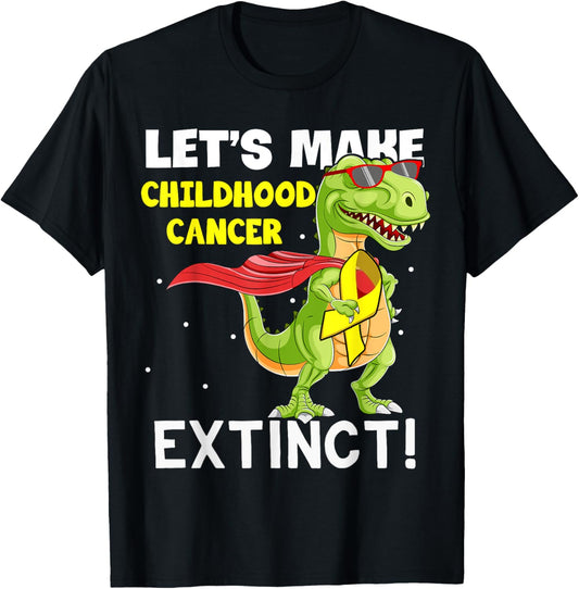 Dinosaur Yellow Ribbon Childhood Cancer Awareness T-Shirt