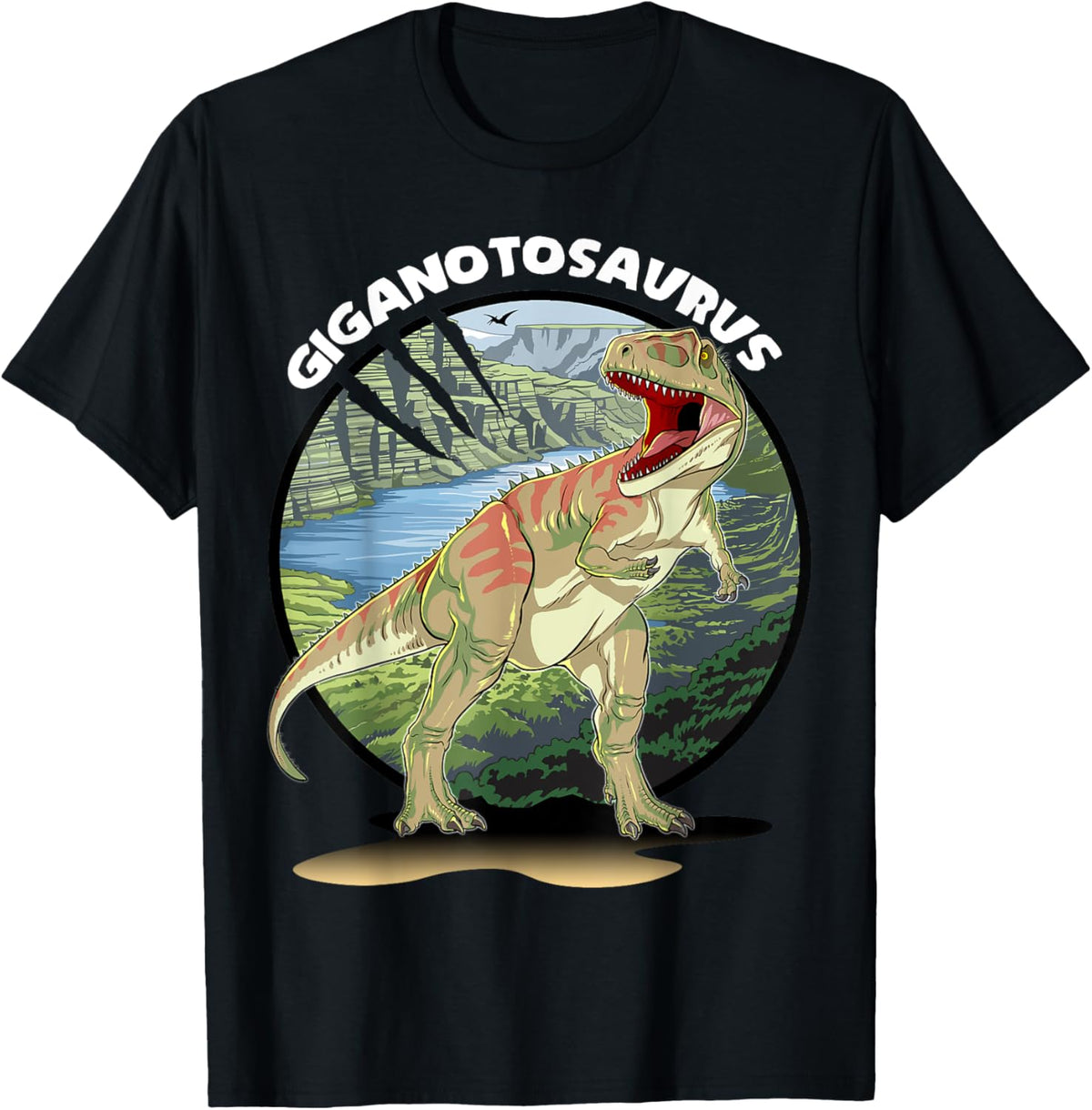 Giganotosaurus Dinosaur Design With Background T-Shirt