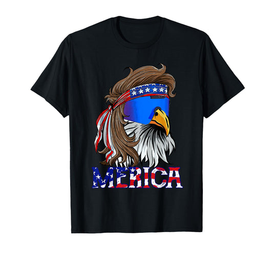 Eagle Mullet Sunglasses Merica 4th Of July USA American Flag Women Kids Men T-Shirt