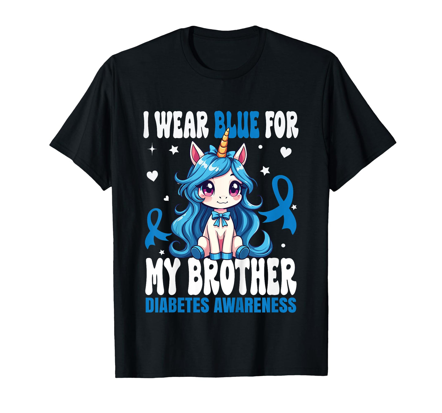Kids I Wear Blue For My Brother Diabetes Awareness T1D Diabetes T-Shirt