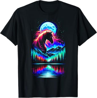 Colorful Horse Spirit Animal Cool Illustration Art T-Shirt