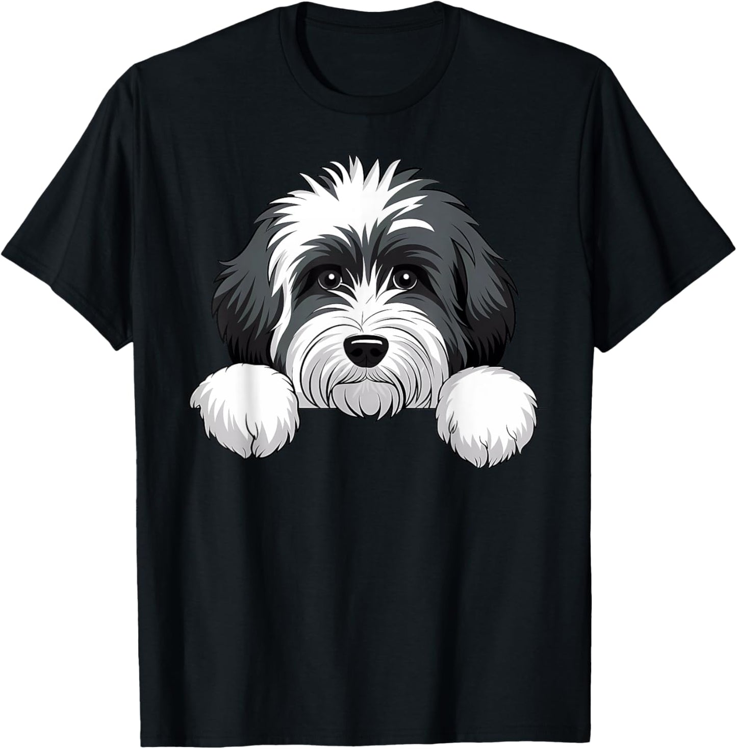 Cute Sheepadoodle Peeking Puppy Funny Sheepadoodle Dog Lover T-Shirt