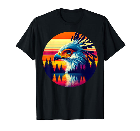 Secretary Bird Sunset Retro Style Safari Vintage 70s T-Shirt