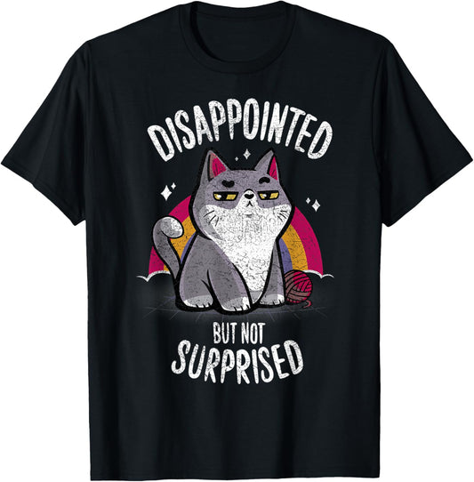Vintage Disappointed But Not Surprised Cute Cat Rainbow T-Shirt
