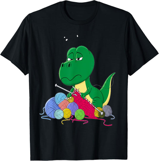 Knitting T-Rex Dinosaur - Funny Crochet Yarn Knitter T-Shirt