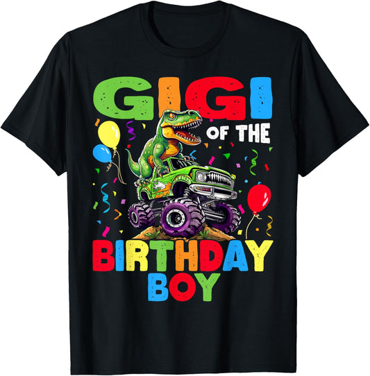 Gigi Of The Birthday Boy Dinosaur T-Rex Monster Truck T-Shirt