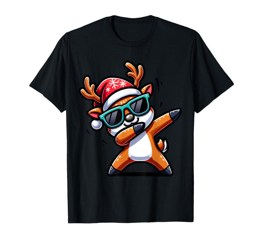 Christmas Reindeer Boys Dabbing Reindeer Santa Xmas Funny T-Shirt