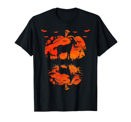 Goat Silhouette Pumpkin Halloween Funny Goat Witch T-Shirt