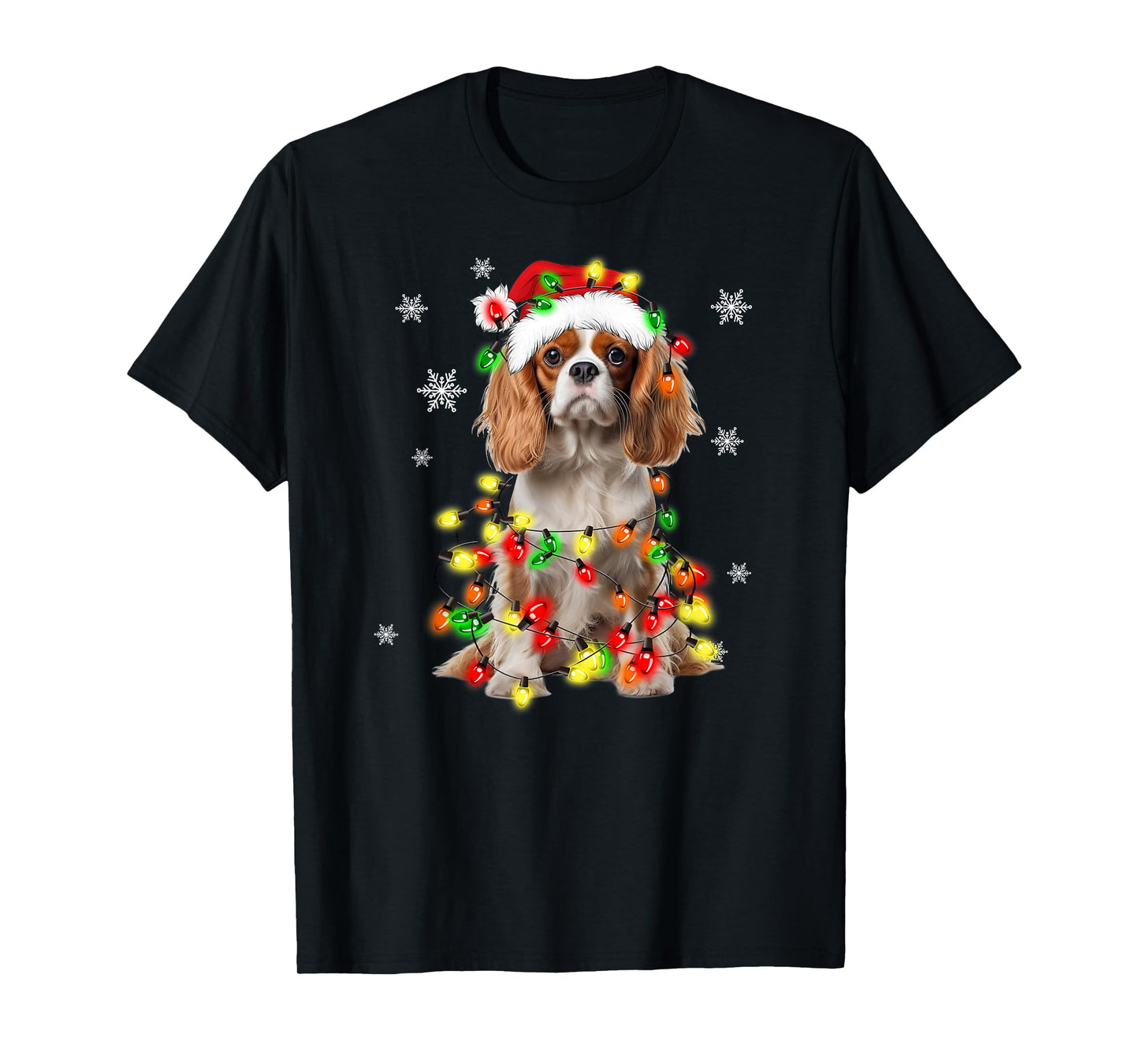 Cavalier King Charles Spaniel Dog Christmas Lights Pajama T-Shirt for Men Women Kids