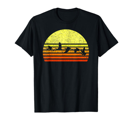 Great Blue Heron Bird Retro Sunset Vintage Distressed Sun T-Shirt