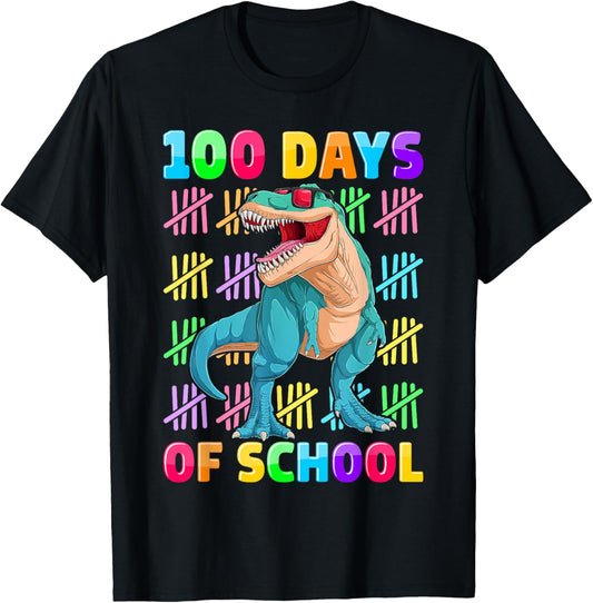 100th Day of School Dino Kids Happy 100 Days Dinosaur T-Rex T-Shirt