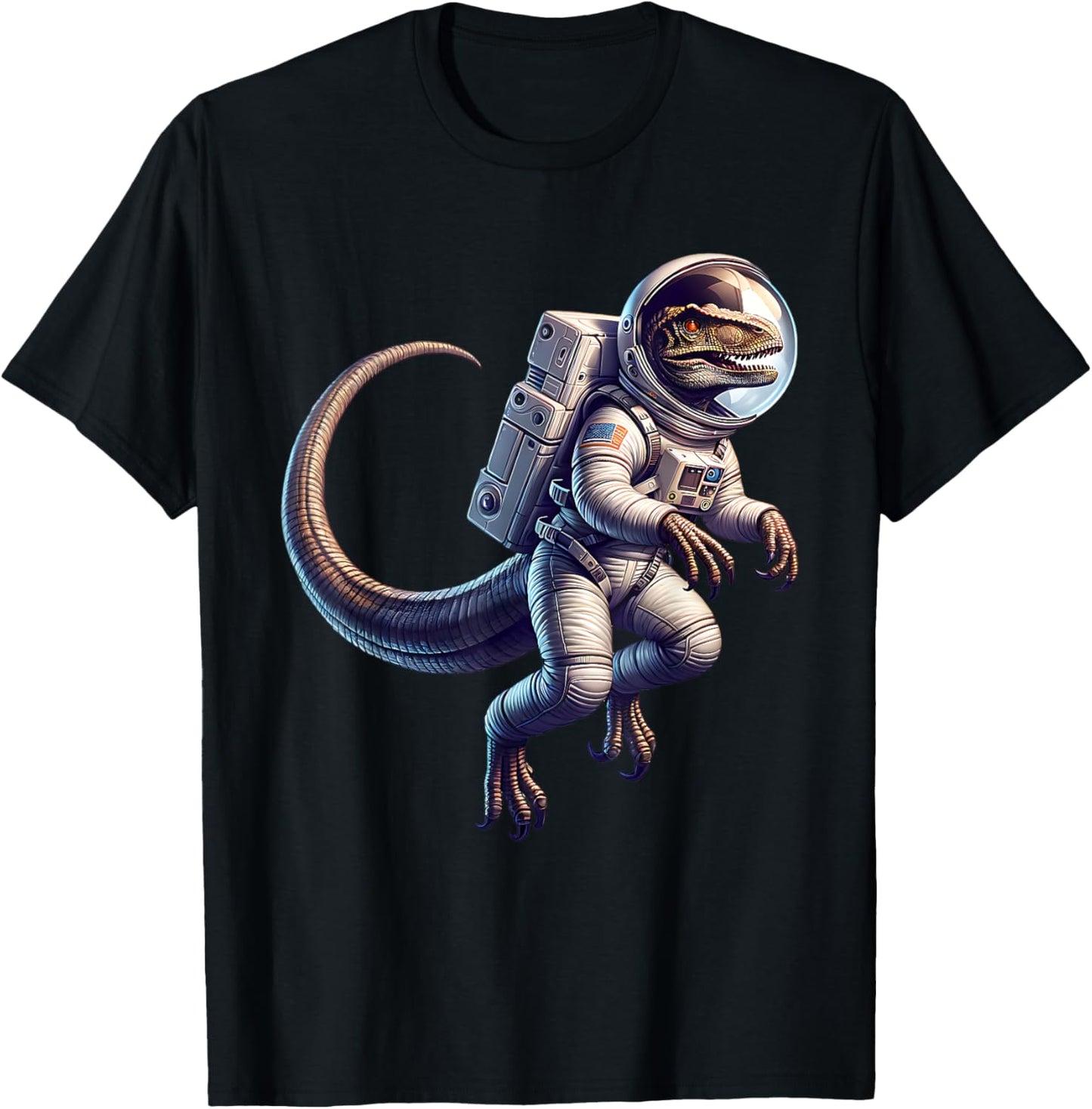 Velociraptor Space Suit Floating Cute Animal Dinosaur Funny T-Shirt