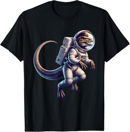 Velociraptor Space Suit Floating Cute Animal Dinosaur Funny T-Shirt