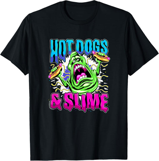 Ghostbusters Vintage Slimer Retro Hot Dogs & Slime Logo T-Shirt